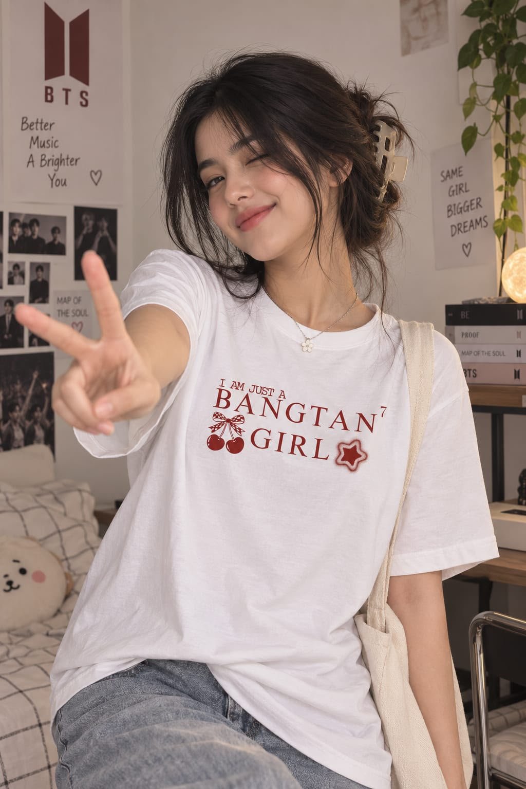Just A Bangtan Girl" Oversized Graphic T-Shirt