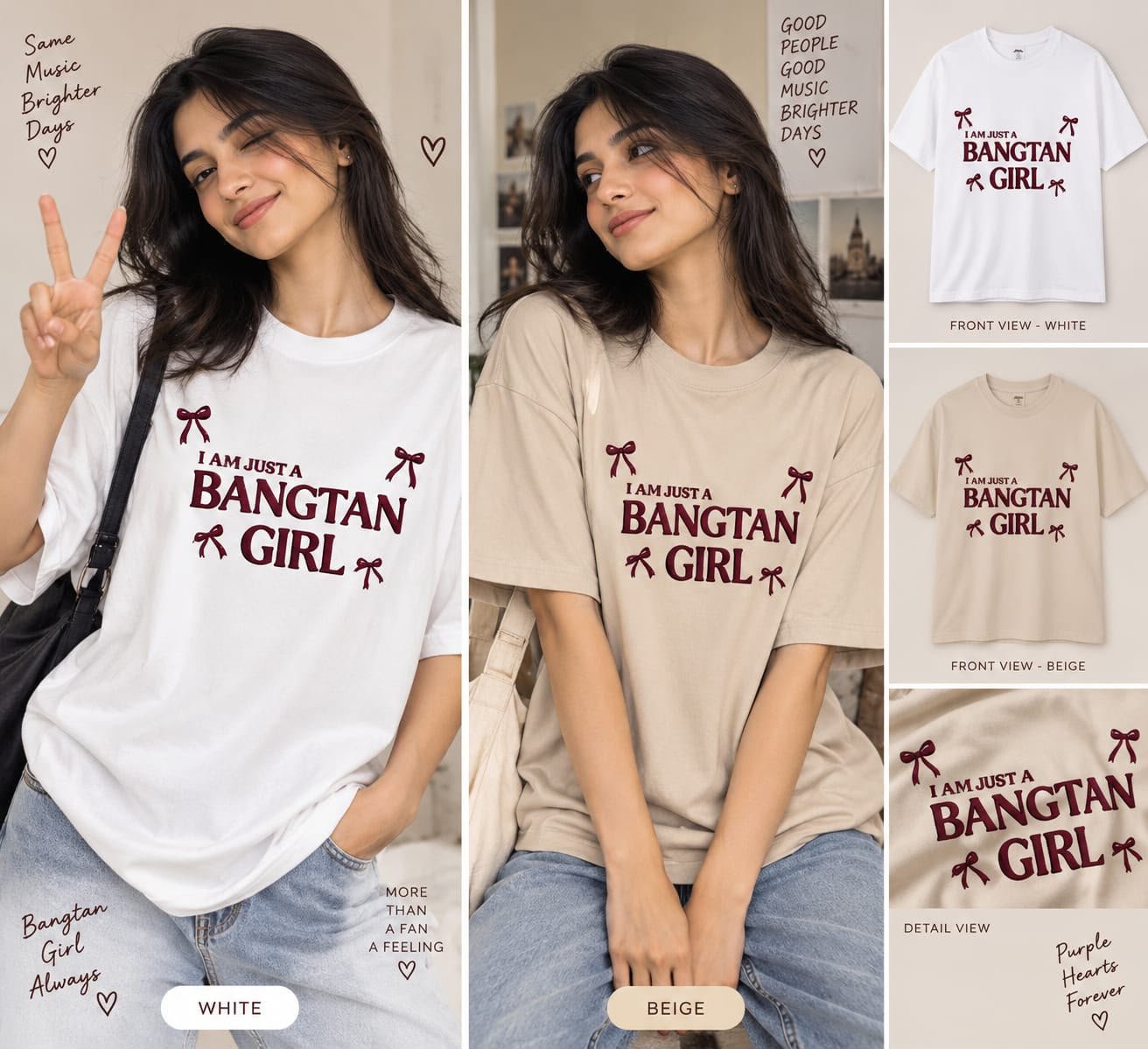 Just A Bangtan Girl" Oversized Graphic T-Shirt - Image 2